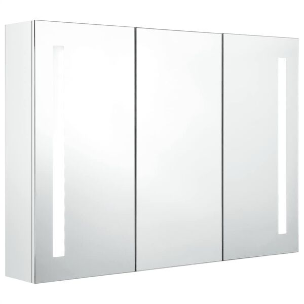 vidaXL Bathroom Cabinet Shining White MDF with melamine finish, glass mirror