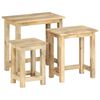 vidaXL Side Table Set of 3 Brown Solid Mango Wood Small to Medium