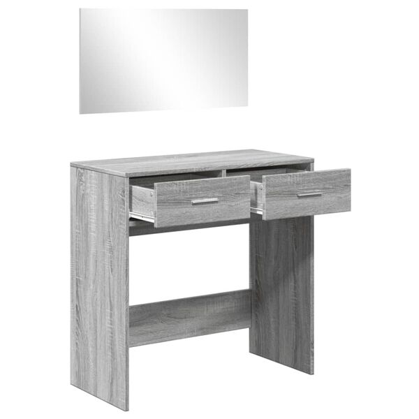 vidaXL Dressing Table Gray Sonoma Engineered Wood, Glass Medium