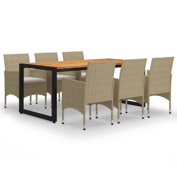 vidaXL 7 Piece Patio Dining Set Beige