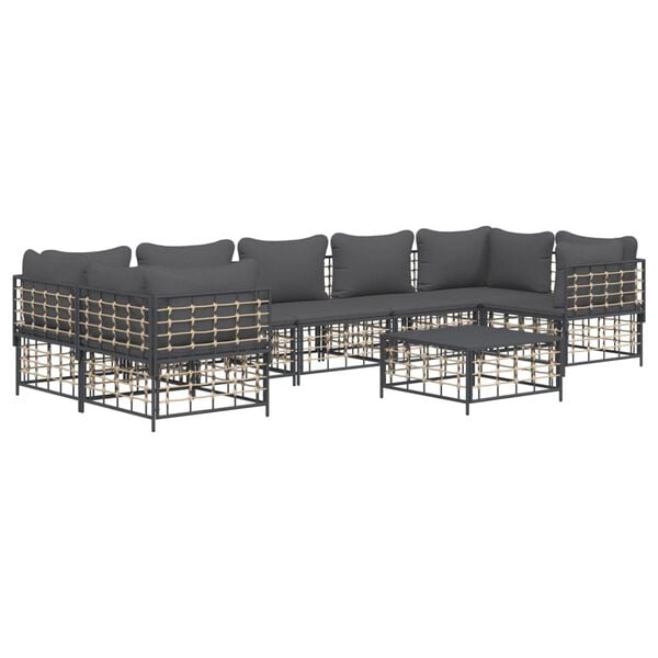 vidaXL Garden Lounge Set Anthracite Poly Rattan Large Modular
