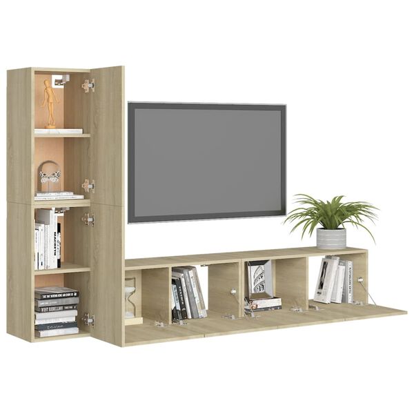 vidaXL TV Cabinet Set Set of 4 Sonoma oak Engineered wood Medium