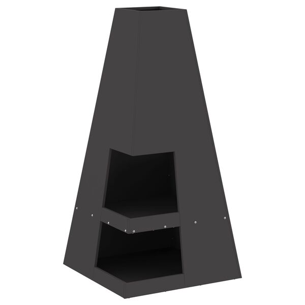 vidaXL Fire Pit Black 19.69 x 19.69 x 39.37 in Steel