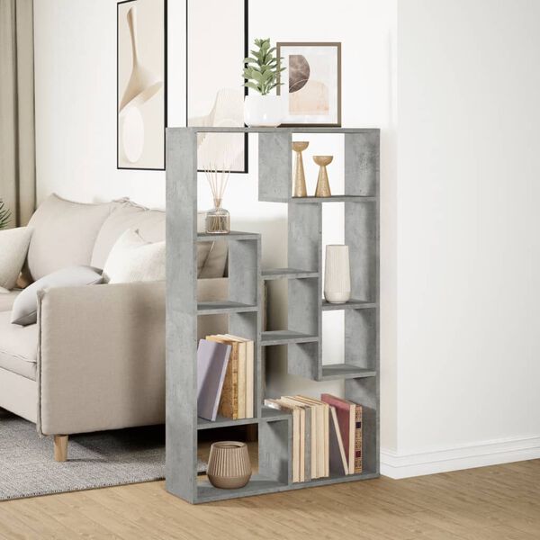 vidaXL Bookcase Concrete Grey Engineered Wood 28.3 x 7.9 x 47.2 in