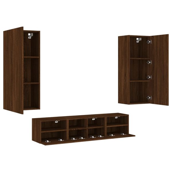 vidaXL TV Wall Unit Brown Oak Engineered Wood Large TV Wall Unit