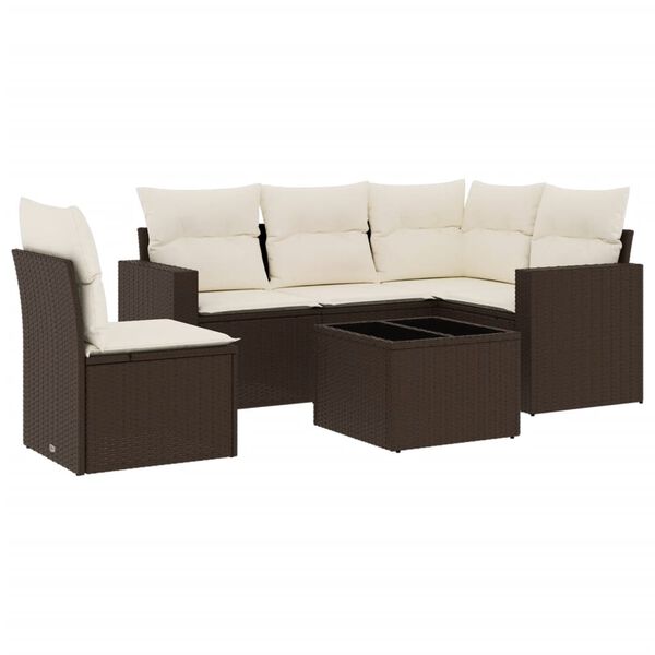 vidaXL Garden Sofa Set Brown PE rattan Medium Removable Covers