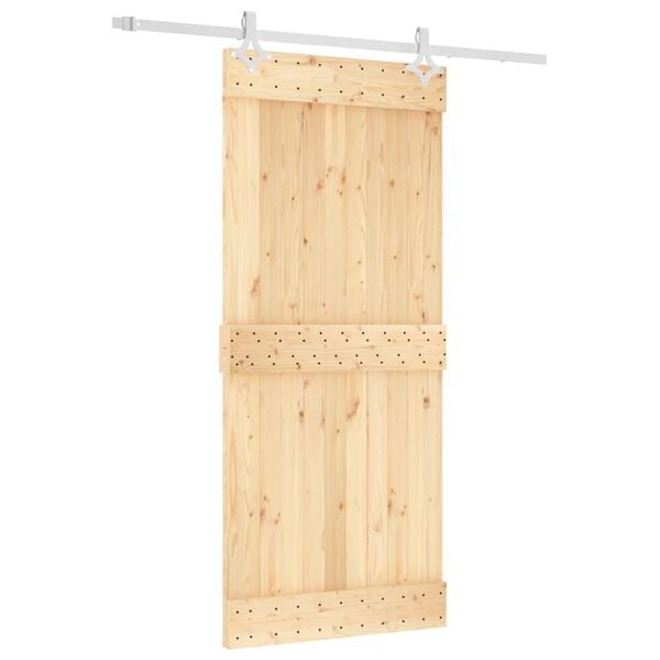 vidaXL Sliding Door with Hardware Set 35.4x82.7" Solid Wood Pine