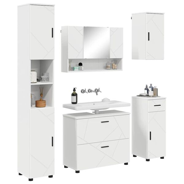 vidaXL Bathroom Furniture Set with Drawer 5 pcs White 30 x 35 x 192 cm