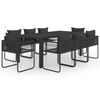 vidaXL Dining Set Black PVC Rattan Large Foldable Outdoor Dining Set