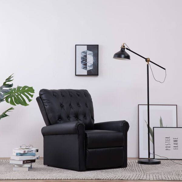 vidaXL Reclining Chair Black Faux leather, Cotton, Polyester, PVC Standard
