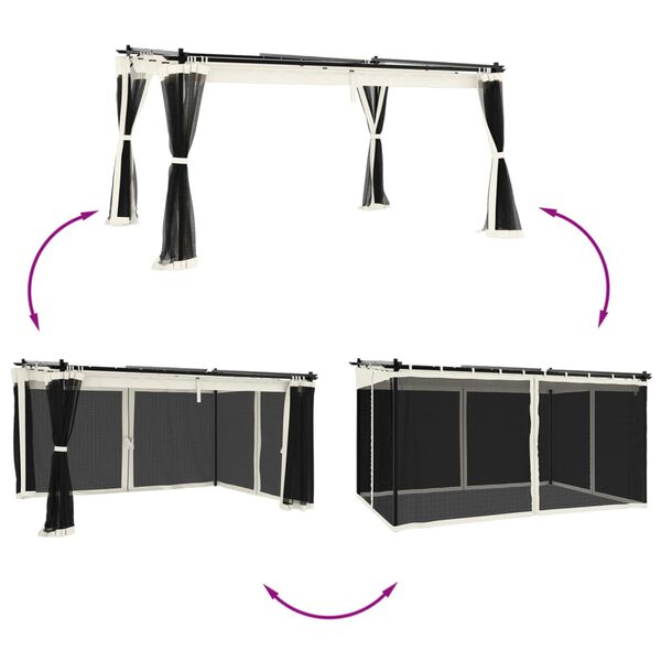 vidaXL Gazebo with Mesh Walls Cream 13.1'x9.8' Steel