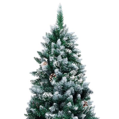 vidaXL Artificial Christmas Tree with Pine Cones and White Snow 7 ft