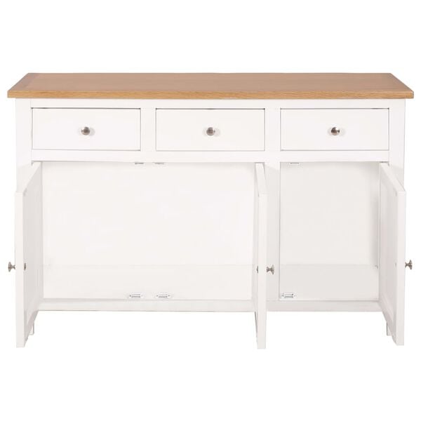 vidaXL Sideboard Brown and White Solid Oak Wood, Solid Acacia Wood, MDF