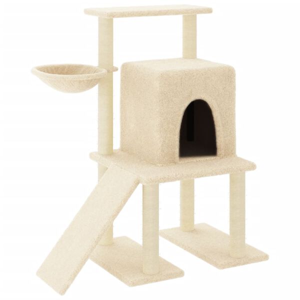 vidaXL Cat Tree Cream Engineered wood, plush, sisal Medium