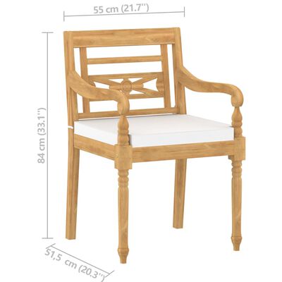vidaXL Batavia Chairs 8 pcs with Cushions Solid Teak Wood