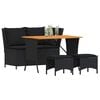 vidaXL 4 Piece Patio Dining Set with Cushions Black Poly Rattan