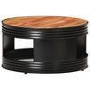 vidaXL Coffee Table Black Solid Acacia Wood Medium Round
