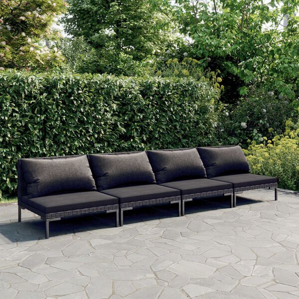 vidaXL Garden Lounge Set Dark grey Powder-coated steel Standard
