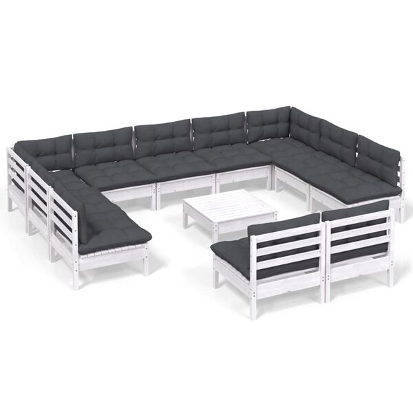 vidaXL Garden Lounge Set White, Anthracite