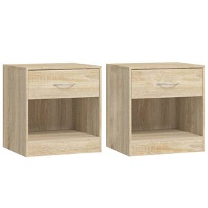 vidaXL Bedside Cabinet Set of 2 Oak Engineered wood, MDF Small