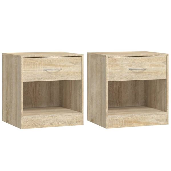 vidaXL Bedside Cabinet Set of 2 Oak Engineered wood, MDF Small