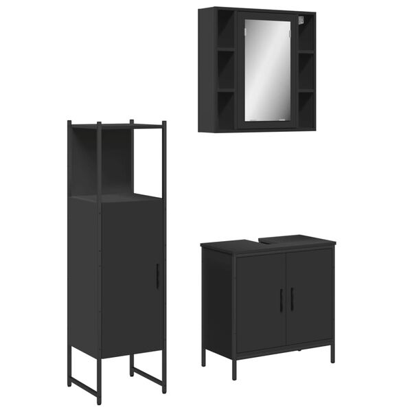 vidaXL Bathroom Cabinet Set Black
