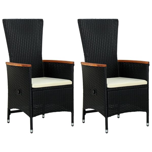 vidaXL Armchair Set of 2 Black PE rattan Standard Adjustable Armrests