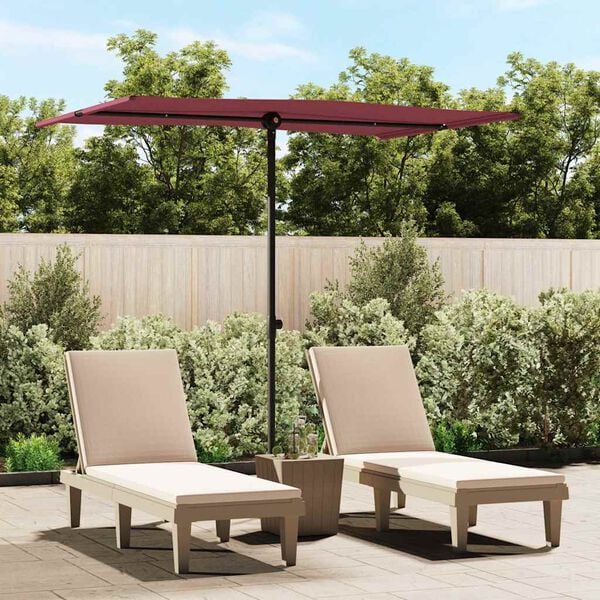 vidaXL Garden Parasol Bordeaux Red Polyester, Aluminum 78.7 x 59.1 in