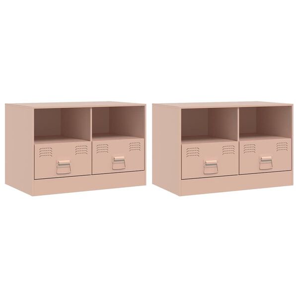 vidaXL TV Cabinet Set of 2 Pink Cold-rolled steel Medium TV Cabinet