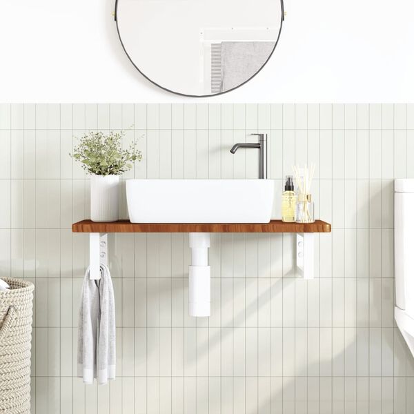 vidaXL Basin Shelf Wall Mounted Steel and Solid Wood Oak