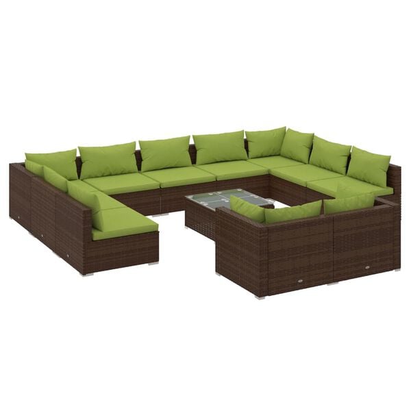 vidaXL Garden Lounge Set Brown, Green