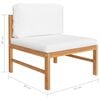 vidaXL Garden Lounge Set Cream Teak wood, Polyester fabric 7 Piece Set