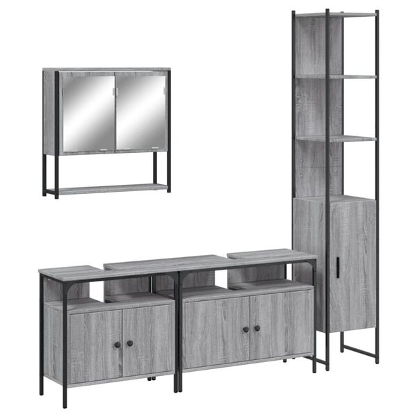 vidaXL Bathroom Furniture Set Grey Sonoma