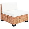 vidaXL Living Room Set Brown, White Rattan, Mahogany Wood, Cotton, Polyester