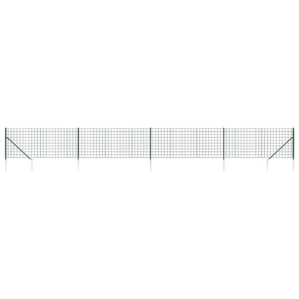 vidaXL Wire Mesh Fence with Spike Anchors Green 2.6‘x32.8‘