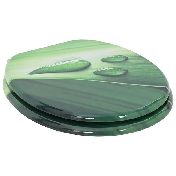 vidaXL WC Toilet Seats with Soft Close Lid 2 pcs MDF Green Water Drop Design (2x146915)