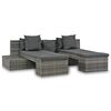 vidaXL Sofa Set Grey PE Rattan Medium Modular 4-Piece Garden Sofa Set