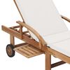 vidaXL Sunlounger Set of 2 Cream Solid Teak Wood Extra Long