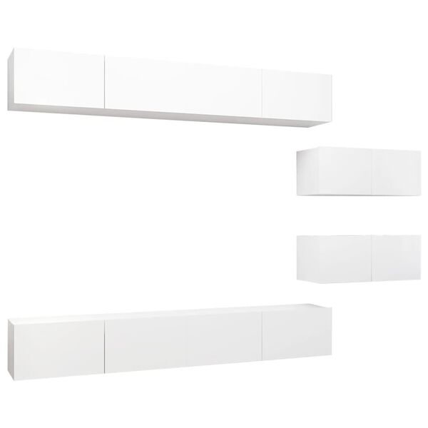 vidaXL TV Cabinet Set Set of 6 White Engineered wood