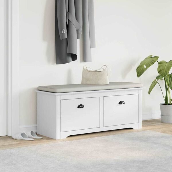 vidaXL Hallway Bench White Solid pinewood, engineered wood, metal Small