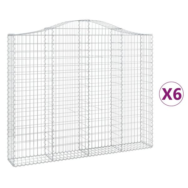 vidaXL Arched Gabion Baskets 6 pcs 78.7x11.8x160/180" Galvanised Iron