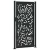 vidaXL Garden Gate Black 39.4x78.7" Steel Flame  Design