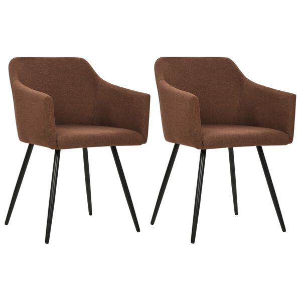 vidaXL Dining Chair Set of 2 Brown Fabric (100% polyester), Metal