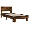 vidaXL Bed Frame Smoked Oak Engineered wood, Metal, Plywood Single