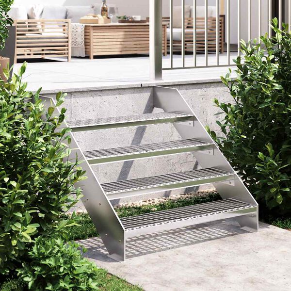 vidaXL Grate Step Silver Galvanized Steel Large Non-slip Grate Step
