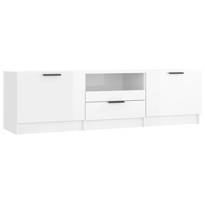 vidaXL TV Cabinet High Gloss White 55.1"x13.8"x15.7" Engineered Wood