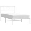vidaXL Bed Frame White Powder-Coated Steel 35.4x74.8 in Bed Frame