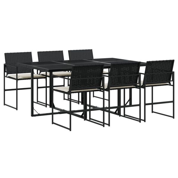 vidaXL Garden Dining Set Black, Cream white