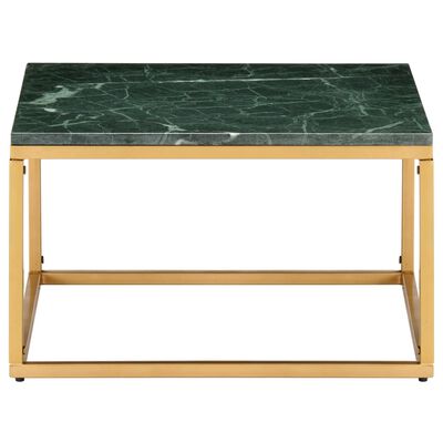 vidaXL Coffee Table Green 23.6"x23.6"x13.8" Real Stone with Marble Texture
