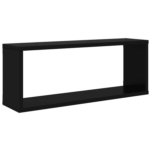 vidaXL Wall Shelf Set of 6 Black Engineered wood Decorative Inlays